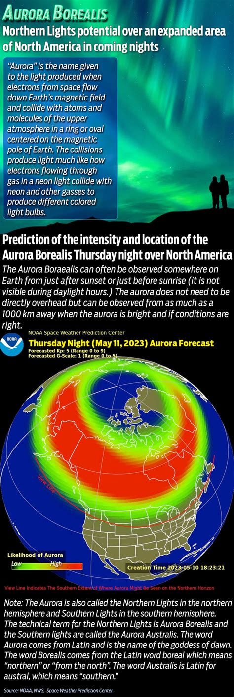 Another 80° day Thursday; rain chances surge Friday. NORTHERN LIGHTS potential over an expanded area of North America
